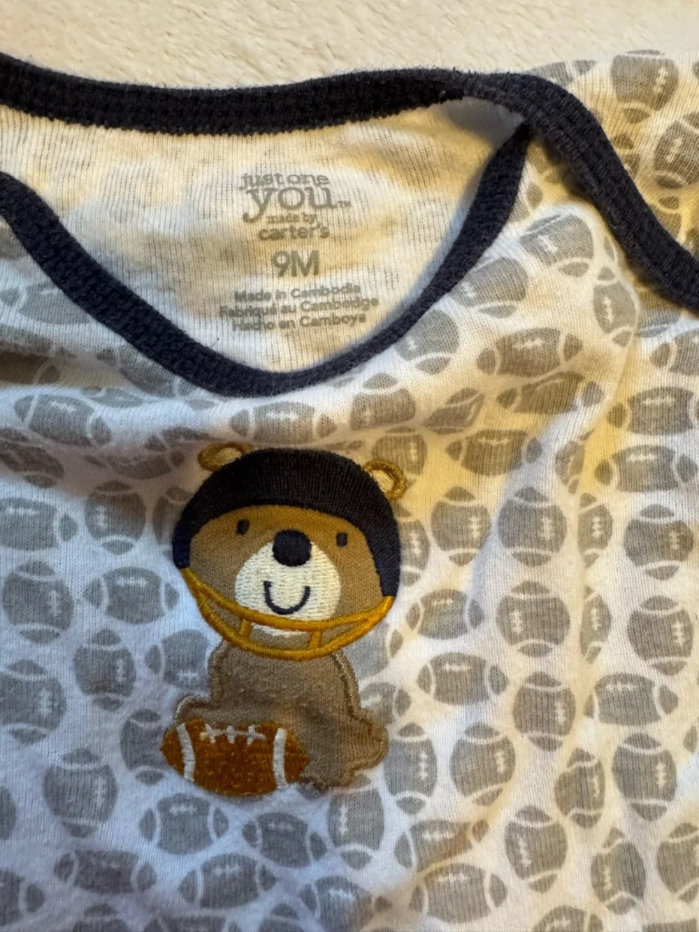 Carter's Maroon & Navy 'Future M.V.P.' Set of 3 Baby football Bodysuits & pants